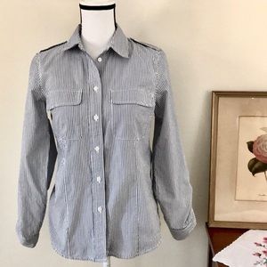 Michael Kors Navy & White Pinstripe Shirt Sz S